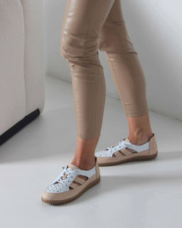 Слипоны 165.8000be. белый-бежевый