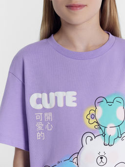 Футболка для девочек фиолетовая с печатью - Mark formelle фото 4