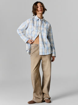 Рубашка женская бежевая в клетку - Mark formelle фото 5