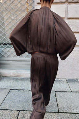 PANTAL?N BOMBACHO SATINADO / Marr?n - Zara фото 3