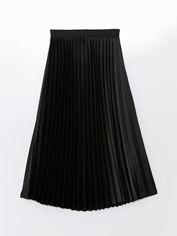 Beli Lastikli Saten Kad?n Pileli Etek