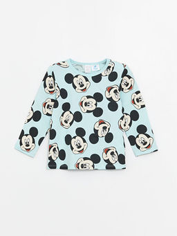 Bisiklet Yaka Uzun Kollu Mickey Mouse Bask?l? Erkek Bebek Pijama Tak?m? - Waikiki фото 2
