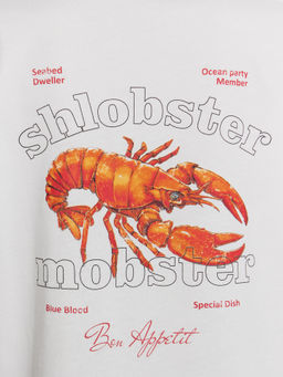 Футболка женская белая с принтом и надписью "shlobster mobster"