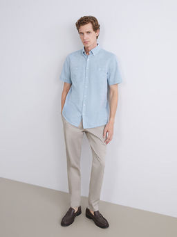 Regular Fit K?sa Kollu Poplin Erkek G?mlek