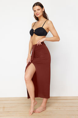 Plaj Giyim Kahverengi DokumaMaxi Etek TBESS23ET00021