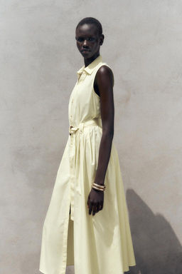 POPLIN MIDI DRESS WITH BELT - Zara фото 5
