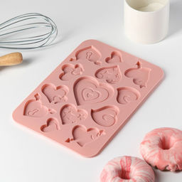 Форма для шоколада Доляна Амуры, силикон, 13 ячеек, 23?16.5?0.5 см, розовая