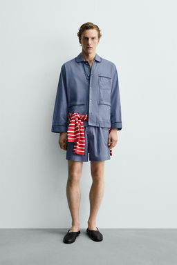 SET PIJAMA PANTAL?N CORTO AARON LEVINE X ZARA / Celeste
