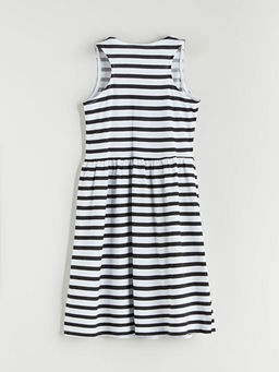 Bisiklet Yaka ?izgili K?z ?ocuk Elbise