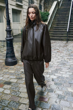 FAUX LEATHER HIGH-NECK JACKET - Zara фото 7