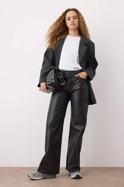 Siyah Kaplama Yuksek Bel Wide Leg Jeans TWOAW26JE00156 - Trendyolmilla фото 2