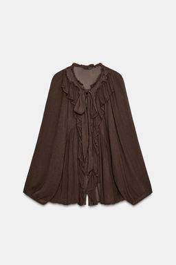 FLOWING SHIRT WITH RUFFLE TRIMS - Zara фото 6