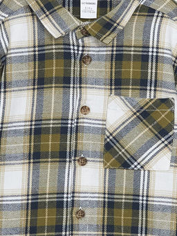 Uzun Kollu Ekose Desenli Erkek ?ocuk Oduncu G?mlek