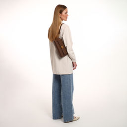 Сумка женская мессенджер TEXTURA на клапане, 26×9×12 см, тёмно-коричневая