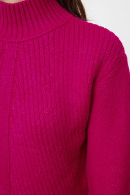 Ekru Crop Yumusak Dokulu Dik Yaka Triko Kazak TWOAW24KZ00320 - Trendyolmilla фото 12