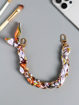 Брелок на 2 карабинах "Платок и цепочка" оранж 20х10х1,7 см