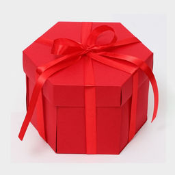 Коробка - сюрприз раскладушка, красная, с лентой и двойным скотчем для сборки, 19×13 см