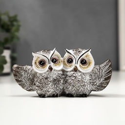 Фигурка полистоун «Совушки: объятия, с золотыми глазами», 6.5×13×3.5 см