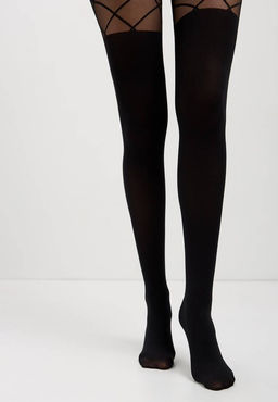 Колготки фантазийные CONTE Колготки с имитацией гольфинов и рисунком ромбы CONCEPT nero  фото 2