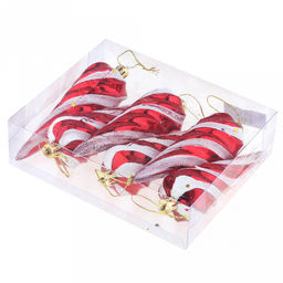 Елочная игрушка фигурка "Сосулька" h13см, витая, пластик, красный, набор 6шт (Россия)