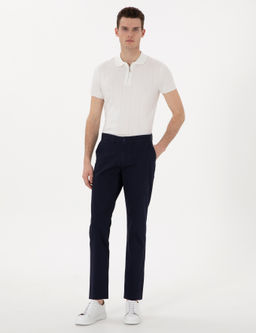 Lacivert Regular Fit Basic Kanvas Pantolon