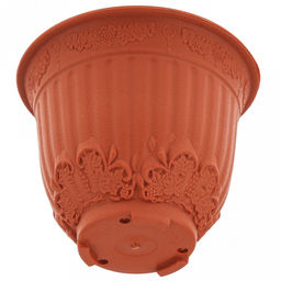 Терракот Горшок для цветов пластмассовый 1л, с поддоном, д14см, h12см, резной орнамент, морозостойкий полипропилен, т.м. NECO (Россия) - Домашняя мода фото 5