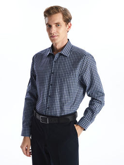 Regular Fit Uzun Kollu Ekose Gabardin Erkek G?mlek