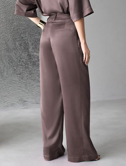 Брюки палаццо широкие из струящегося сатина - Vilatte фото 3