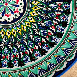 Ляган узбекский Риштанская керамика «Узоры», для плова, d=42 см, синий МИКС