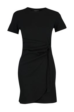 TRENDYOLMILLA Siyah Baglama Detayl? Bisiklet Yaka Triko Gorunumlu Mini Orme Elbise TWOSS22EL0751 фото 6