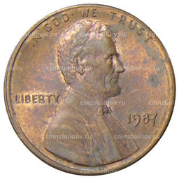 Монета 1 цент 1987 года США