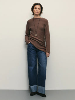 Джемпер из хлопка с асимметричным краем / Zarina  фото 2