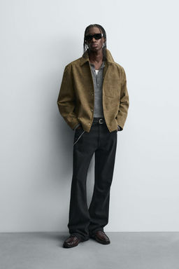 BOXY FIT FAUX SUEDE OVERSHIRT