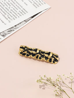 Заколка-автомат для волос "Филомена" прямой, 9 см, чёрно-золотой