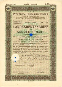 Облигация 500 марок 1940 года Германия