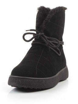 04-PAL271-1Z BLACK Ботинки зимние женские (натуральная замша, 100% шерсть, натуральный мех)