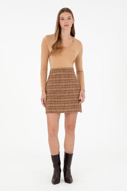 Женская тканая юбка кокосового цвета Неожиданная скидка в корзине