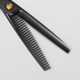 Ножницы филировочные с упором Premium, загнутые кольца, лезвие 6 см, цвет чёрный - Queen fair фото 4