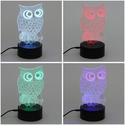 Цена за 2 шт. Светильник ночник "3D-Мудрая сова" на пластиковой подставке, с включателем USB