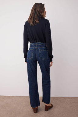 Koyu Mavi Yuksek Bel Comfort Straight Jeans TWOAW26JE00063 - Trendyolmilla фото 4