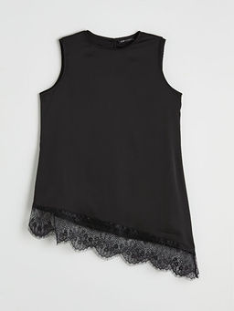 Bisiklet Yaka Dantel Detayl? Bluz