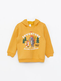 Kap??onlu Uzun Kollu Bask?l? Erkek Bebek Sweatshirt ve Pantolon 2li Tak?m - Waikiki фото 2