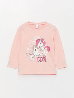 Bisiklet Yaka Uzun Kollu Bask?l? K?z Bebek Ti??rt - Waikiki фото 2