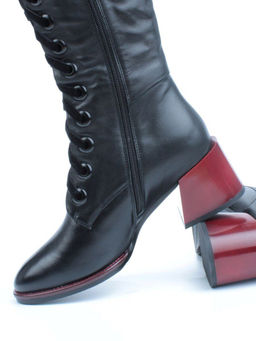 02-BA100-1 BLACK Сапоги зимние женские (натуральная кожа, натуральный мех)