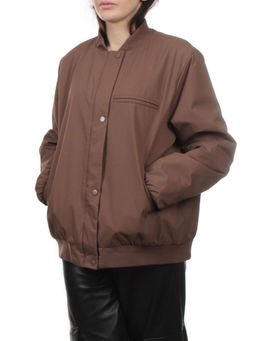 H24-608 BROWN Куртка бомбер демисезонная женская (100 гр. синтепон) - Fashion фото 5