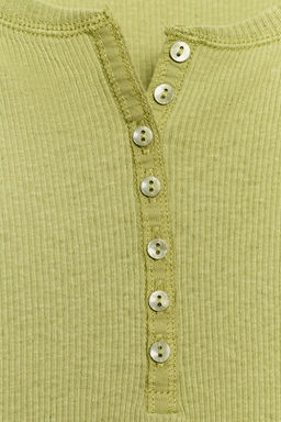 CAMISETA BOTONES CON LINO / Pistacho - Zara фото 6
