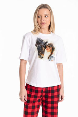 Футболка с принтом из хлопка М326034Пб белый