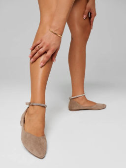 Балетки жен., бежевые, рем, э/з