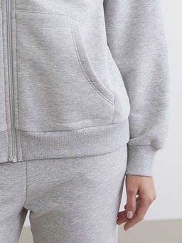 Kap??onlu Oversize Kad?n Fermuarl? Sweatshirt