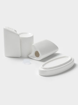 Набор для специй Hanna Knövell, 4 предмета: солонка, перечница, подставка для зубочисток, подставка, фарфор, белый